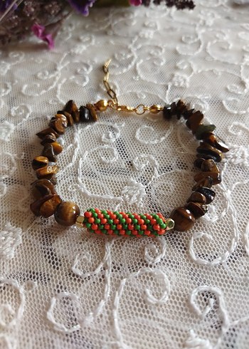 Renkli Boncuklu Doğal Taş Kadın Bileklik - Görsel 4