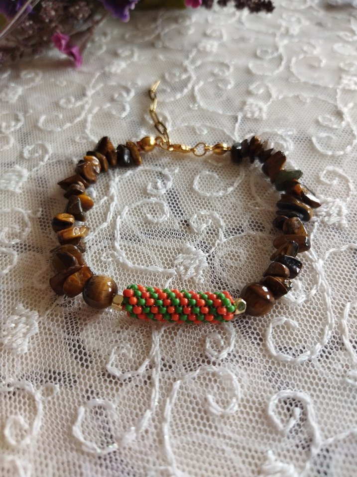 Renkli Boncuklu Doğal Taş Kadın Bileklik - Görsel 4