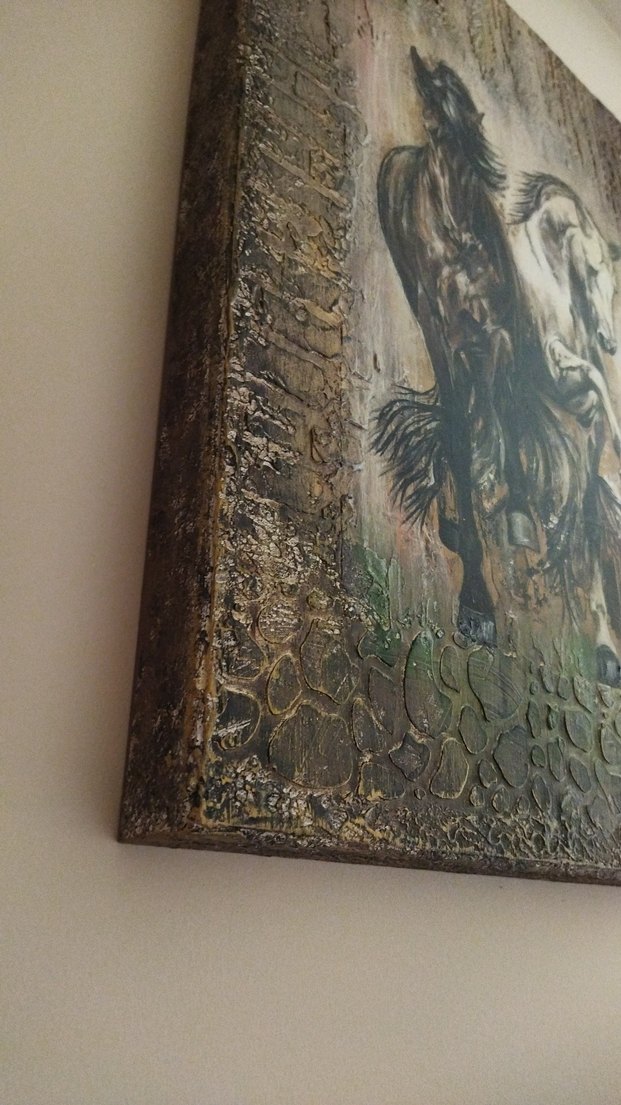 Kabartmalı Kahverengi At Temalı Tablo - Görsel 2