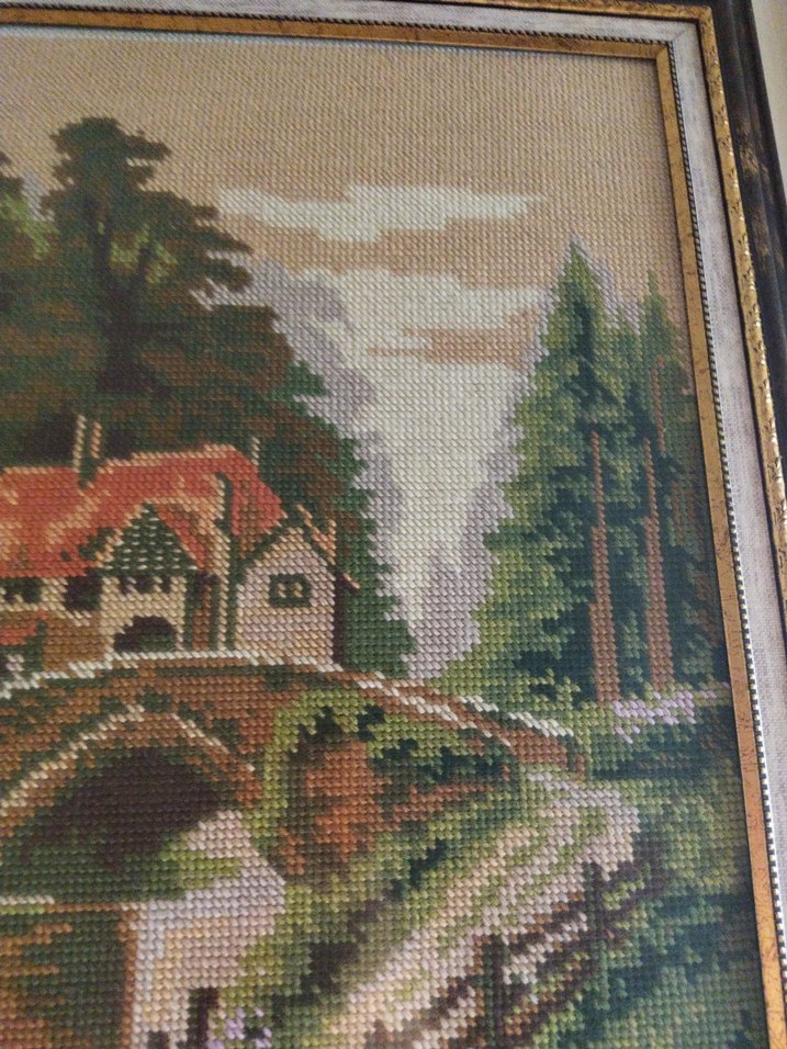 Köprü ve Ev Temalı Goblen Tablo - Görsel 4