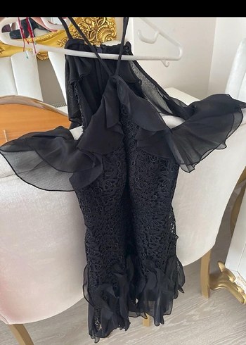 Alfabeta Siyah Straplez Mini Gotik Elbise