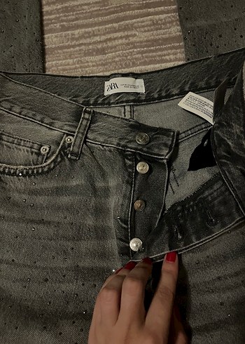 36 Beden Gri Payetli Salaş Kadın Kot Pantolon
