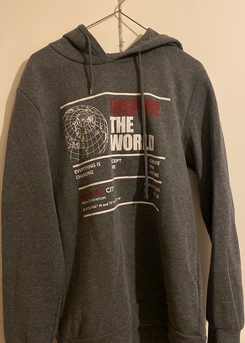 Gri Kapüşonlu Sweatshirt