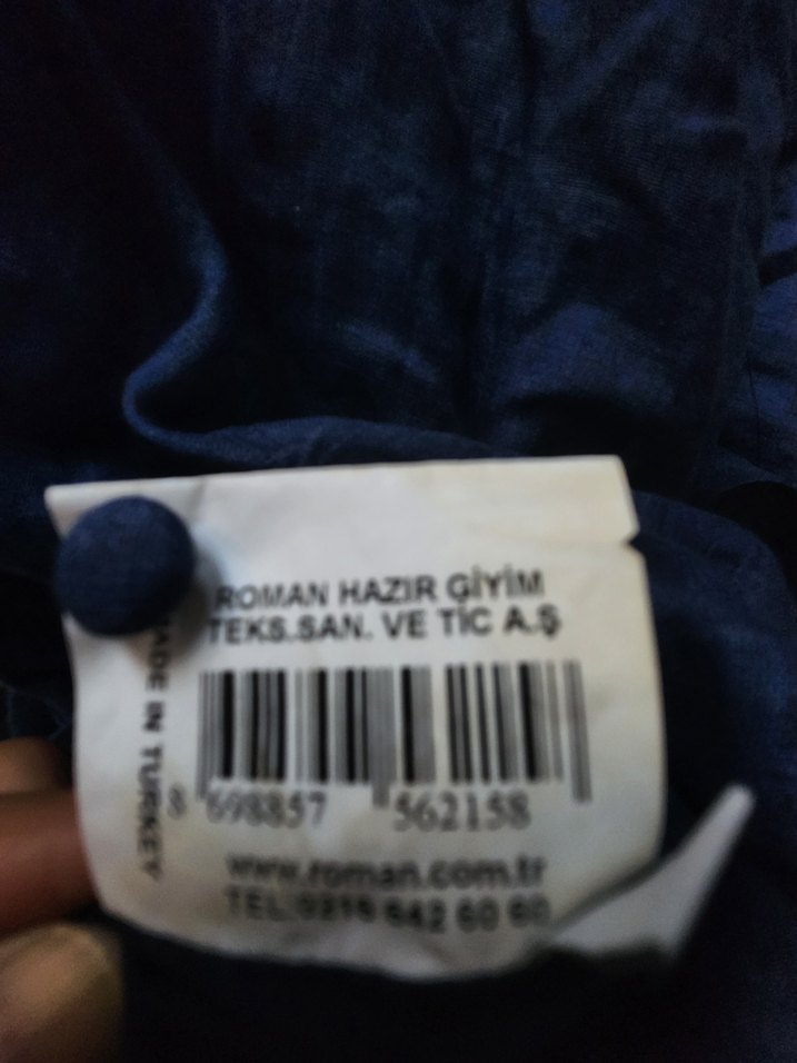 Roman Mavi Keten Elbise - Görsel 3