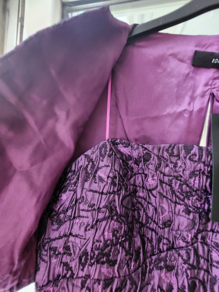 Roman Marka Mor Desenli Kumaştan Cepkenli Elbise - Görsel 4