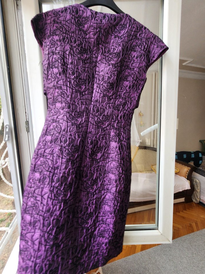 Roman Marka Mor Desenli Kumaştan Cepkenli Elbise - Görsel 2