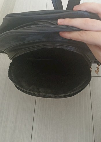 Beden siyah Renk Siyah Deri Kadın Sırt Çantası - Zara