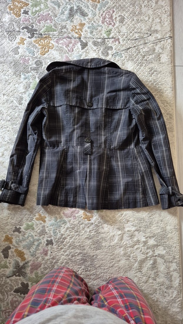 Düğmeli Gri Midi Kadın Ceket - Görsel 2