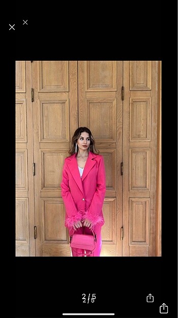 Zara Pembe tüylü takım