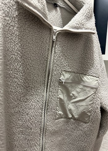 Gri Peluş Uzun Kollu Kadın Ceket - Görsel 3