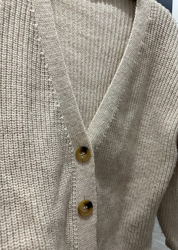 Bej Düğmeli Kadın Triko Hırka - Görsel 2