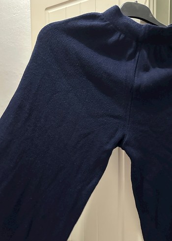 Lacivert Kadın Örgü Pamuk Pantolon - Görsel 2