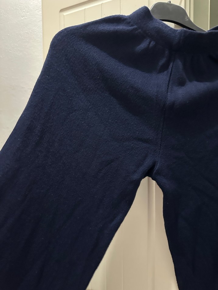 Lacivert Kadın Örgü Pamuk Pantolon - Görsel 2