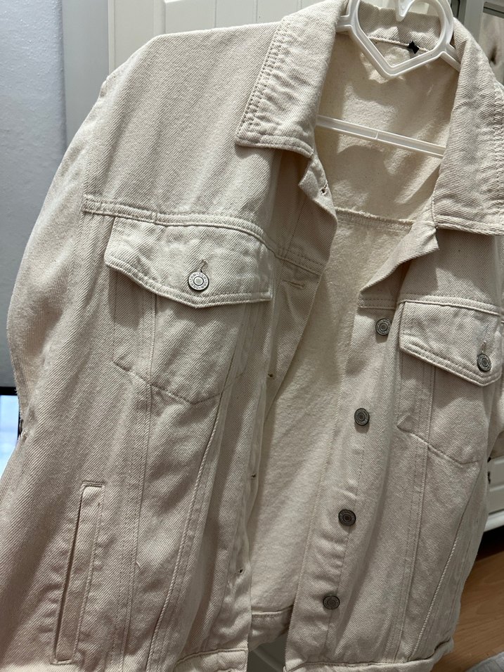 Beyaz Düğmeli Kadın Midi Kot yelek - Görsel 3