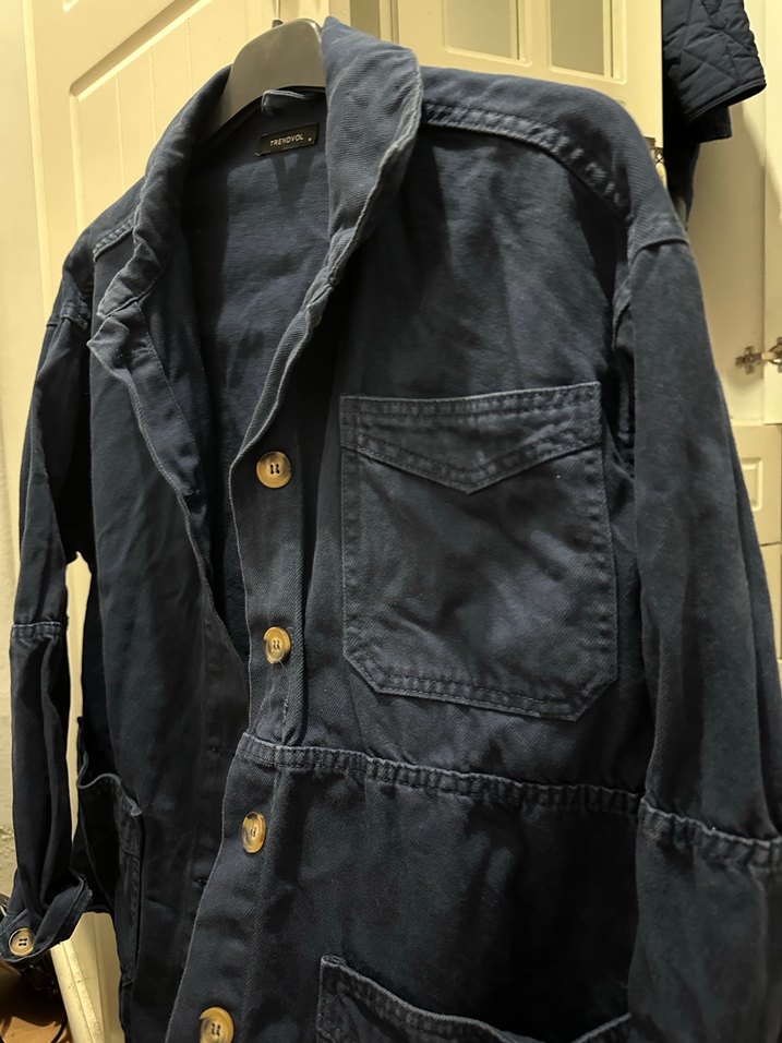 Düğmeli Mavi Denim Ceketi - Görsel 2