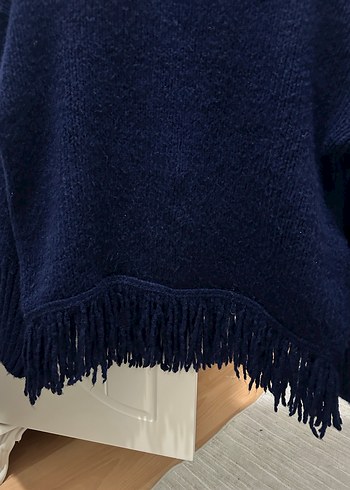 Lacivert Örgü Kadın Yün Kazak - Görsel 3