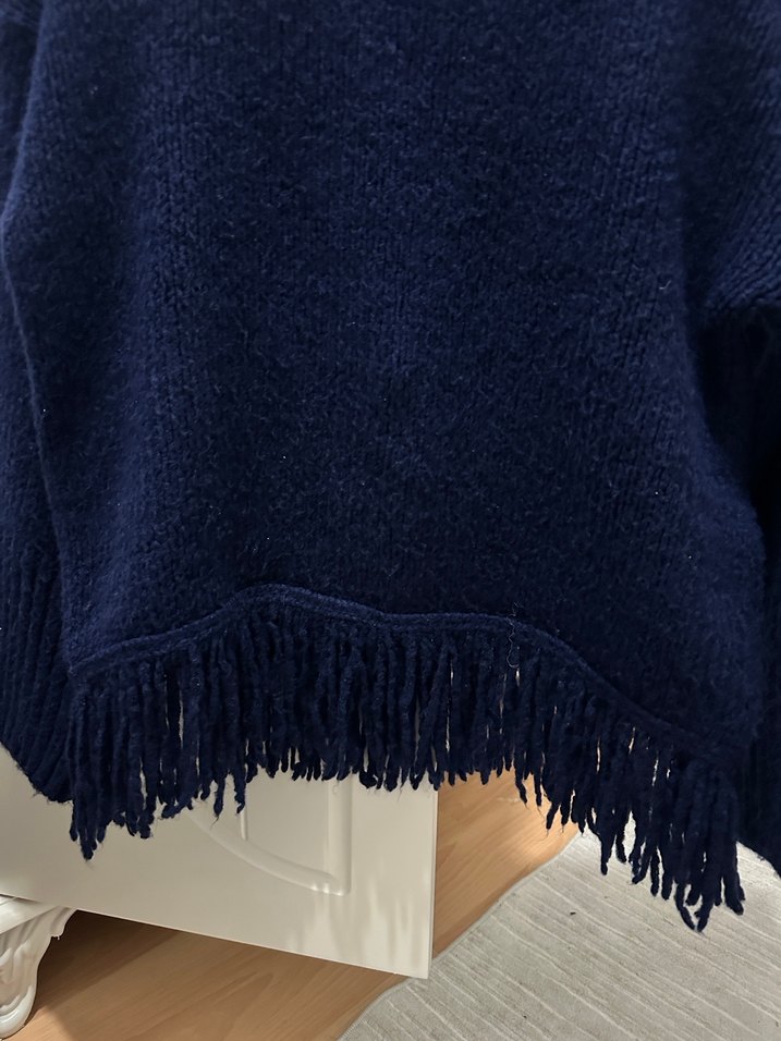 Lacivert Örgü Kadın Yün Kazak - Görsel 3