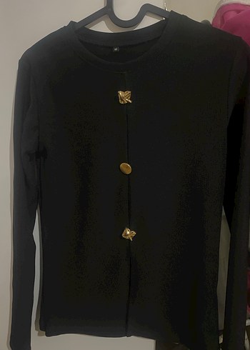 Siyah Düğmeli Kadın Ofis Bluzu - Görsel 3