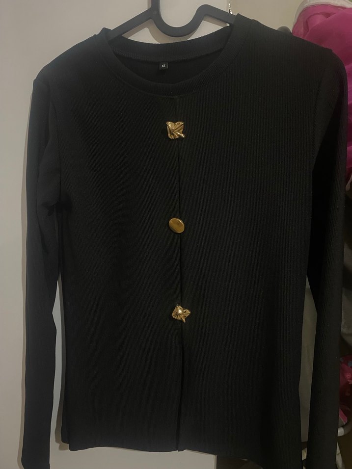 Siyah Düğmeli Kadın Ofis Bluzu - Görsel 3