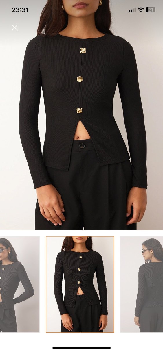 Siyah Düğmeli Kadın Ofis Bluzu - Görsel 2