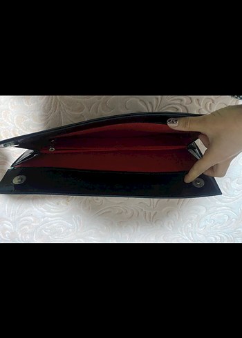 Parlak Siyah Deri Kadın Portföy Çanta - Görsel 3