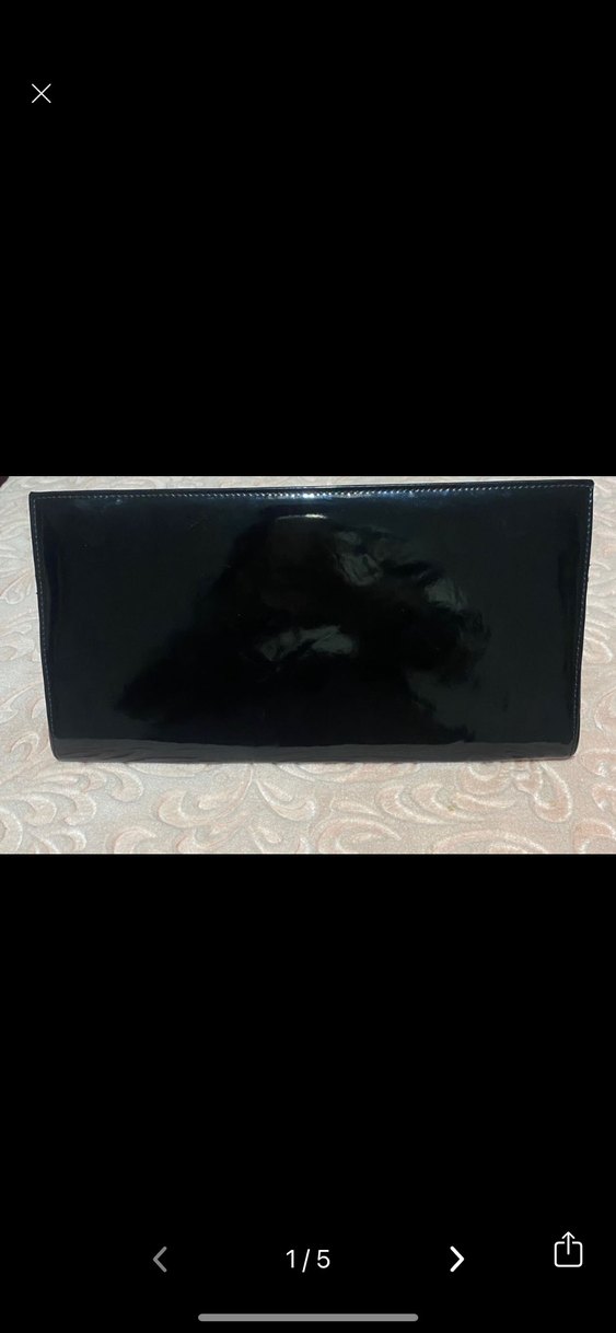 Parlak Siyah Deri Kadın Portföy Çanta - Görsel 2