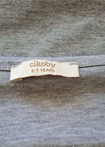 6 Yaş Beden Çikoby, kiraz desenli gri Tshirt