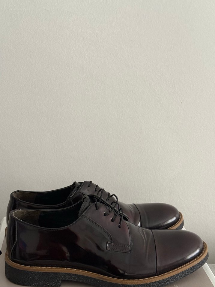 Bordo rugan hakiki deri erkek ayakkabı 43 numara - Görsel 3