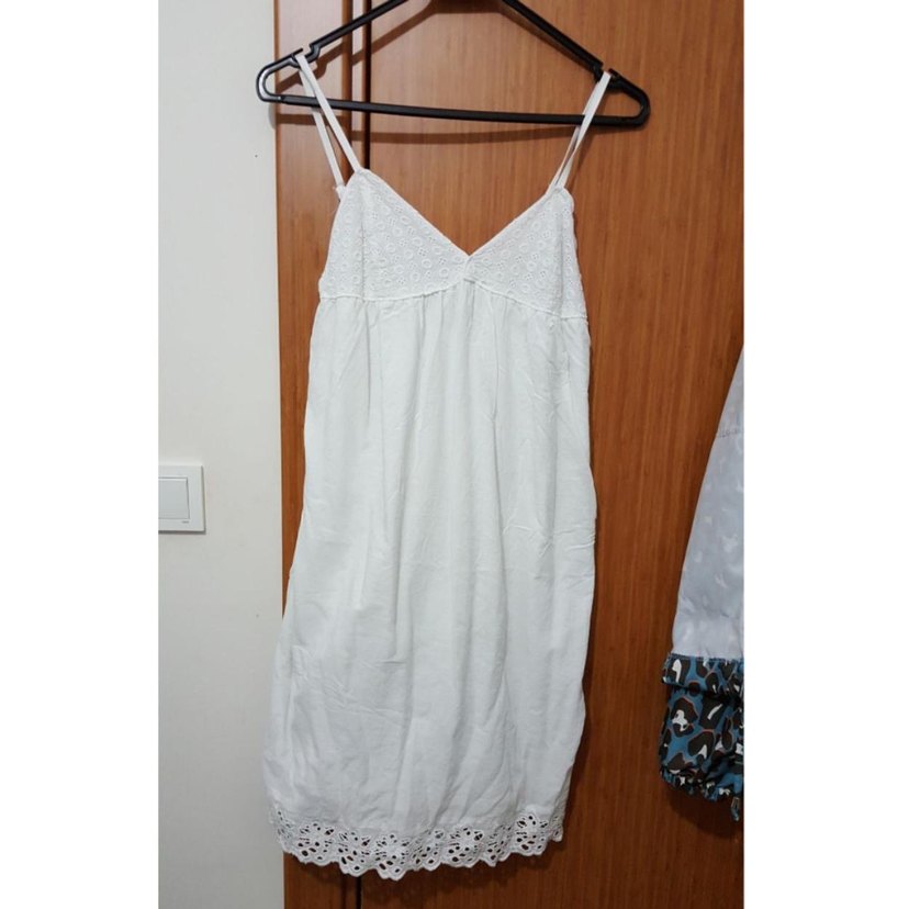 Nakışlı Beyaz Bohem Hamile Midi Etek - Görsel 4