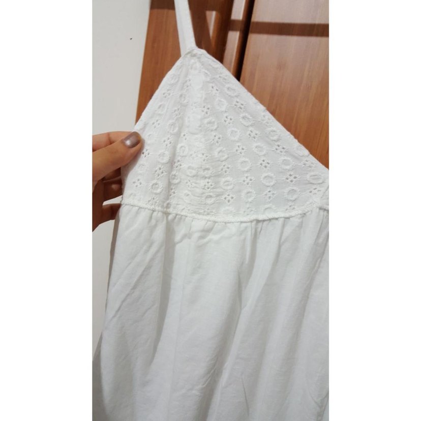 Nakışlı Beyaz Bohem Hamile Midi Etek - Görsel 2