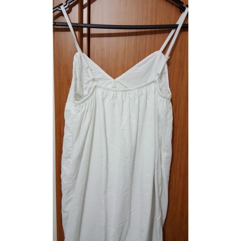 Nakışlı Beyaz Bohem Hamile Midi Etek - Görsel 3