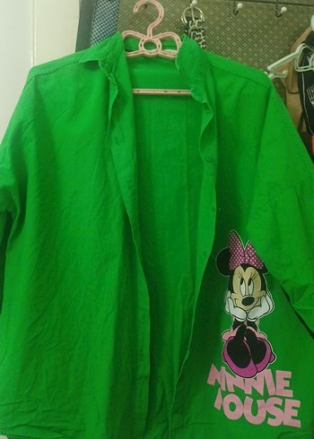 universal Beden yeşil Renk Yeşil mickey mouse baskılı gomlek