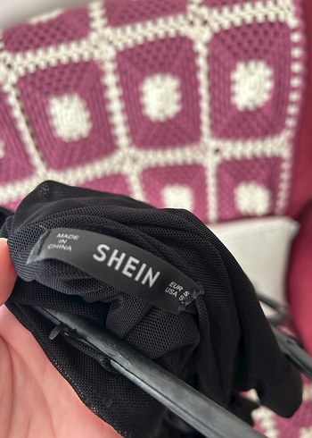 Sheinside Drapeli Siyah Bluz