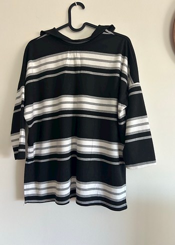 s Beden Çizgili Kadın Triko Sweatshirt