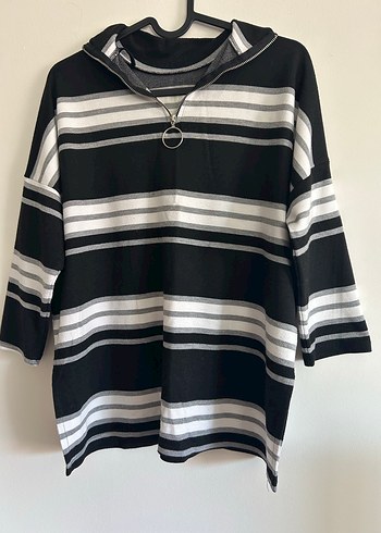 Çizgili Kadın Triko Sweatshirt