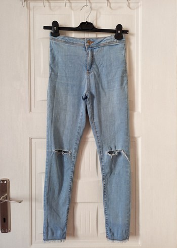 Çocuk Mavi Pastel Renk Fitted Denim Pantolon