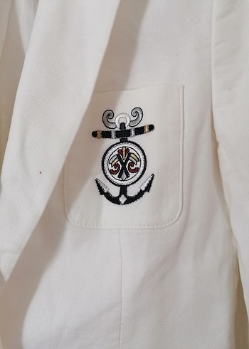 38 Beden beyaz Renk Beyaz Pamuklu Düğmeli Kadın Blazer Ceket