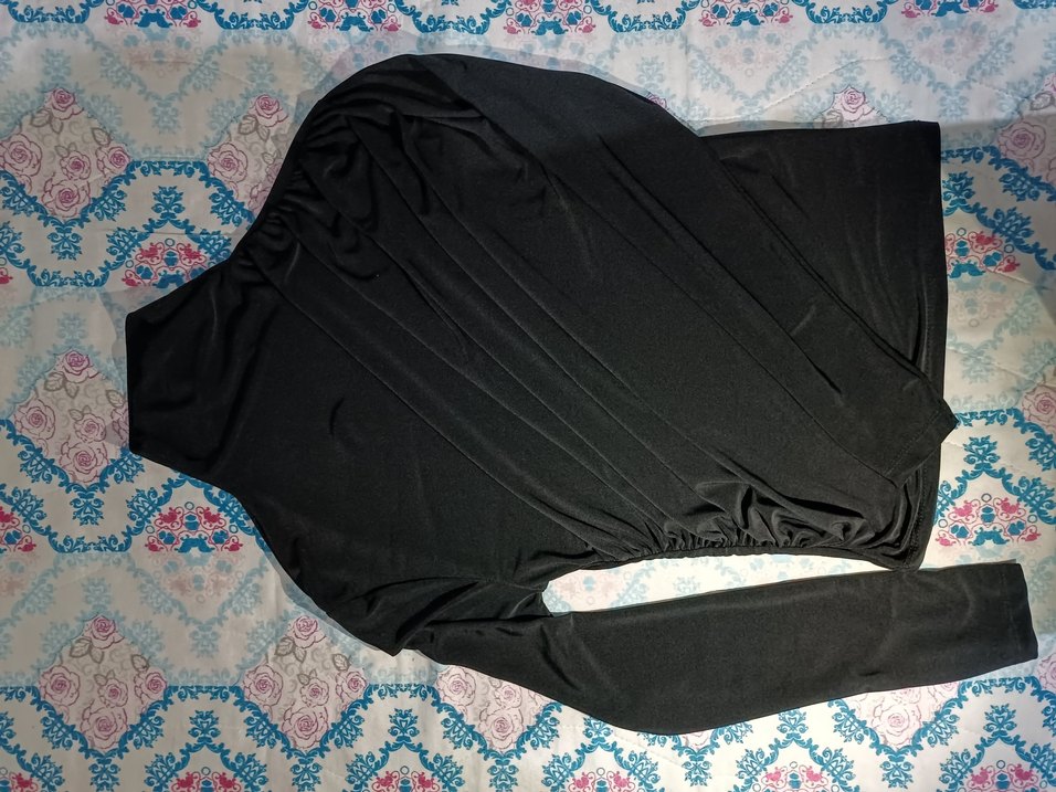 Kadın Siyah Boğazlı Uzun Kollu Drapeli Bluz - Görsel 3