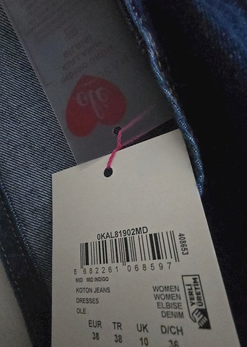 Koton Lacivert Denim Askılı Midi Elbise - Görsel 3