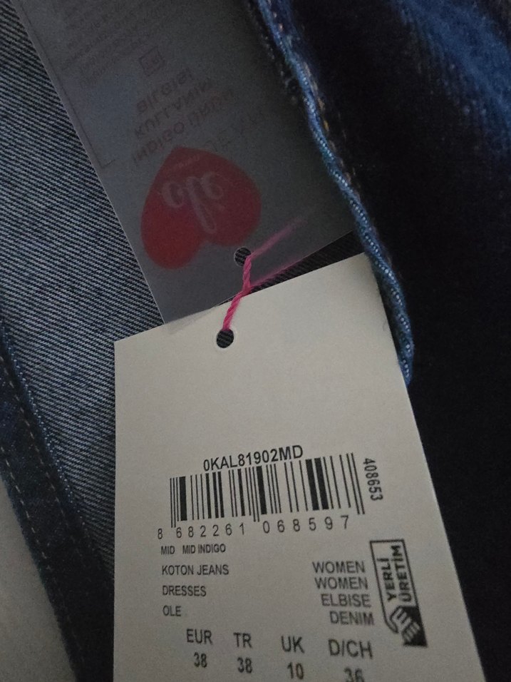 Koton Lacivert Denim Askılı Midi Elbise - Görsel 3