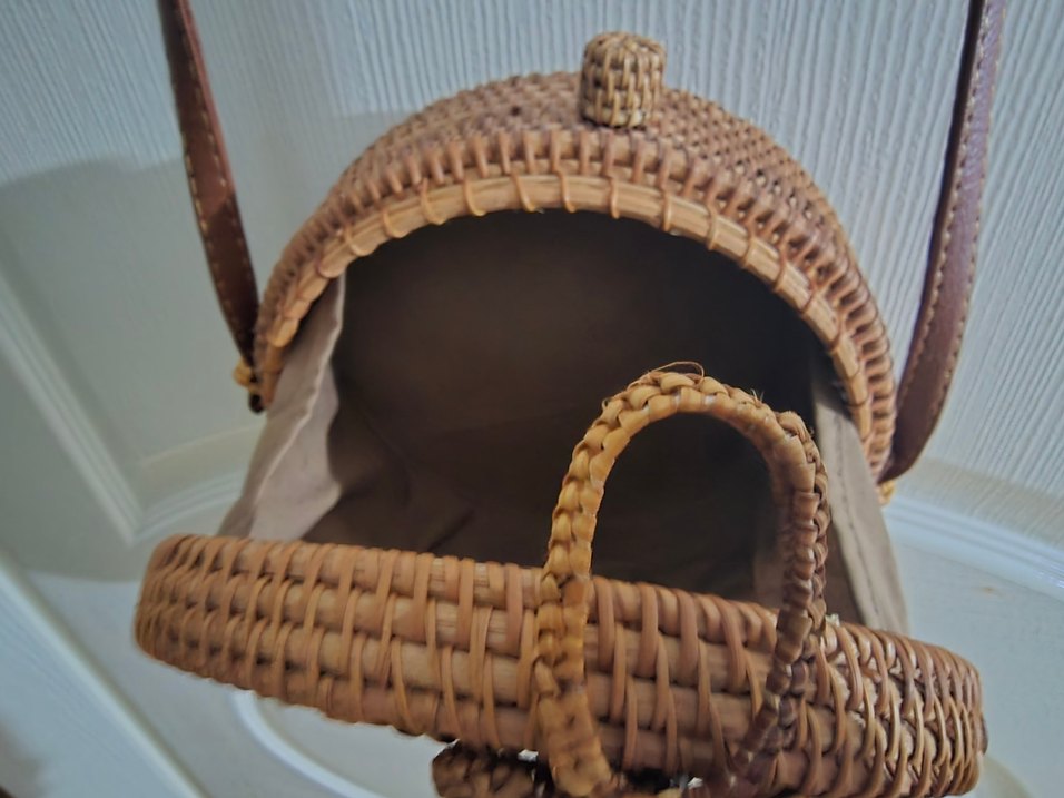 Kahverengi Nakışlı Örgü Bohem Çapraz Çanta - Görsel 2