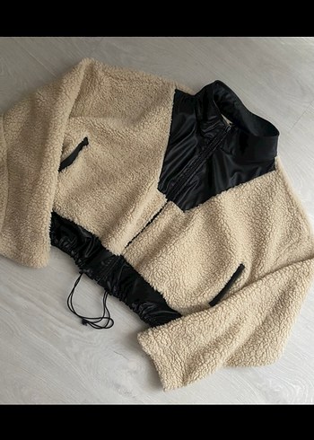 Trendyol & Milla Deri garni detaylı peluş örme ceket