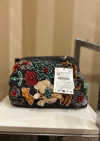 Nakışlı Boncuklu Çok Renkli Çiçekli densenli Kadın Çanta