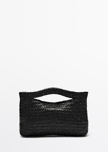 Massimo Dutti Örgü napa deri mini çanta