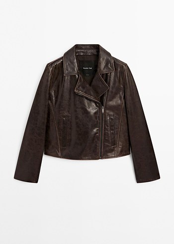 Massimo Dutti Massimo Dutti Napa deri biker ceket