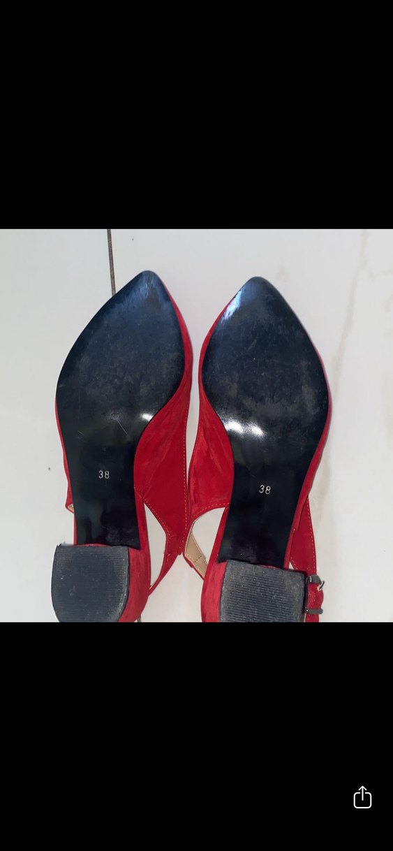 Kırmızı Süet Tokalı Stiletto Kadın Ayakkabı - Görsel 2