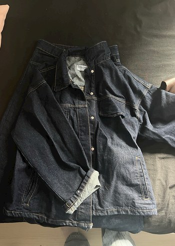 Lacivert Midi Bol Kesim Kadın Kot takım - Görsel 5