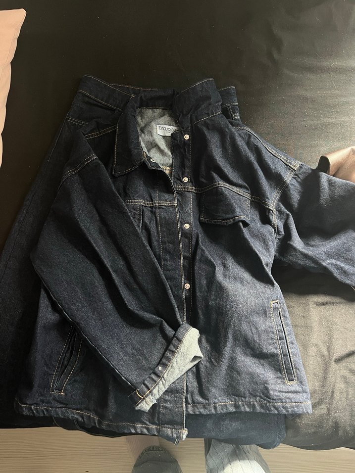 Lacivert Midi Bol Kesim Kadın Kot takım - Görsel 5