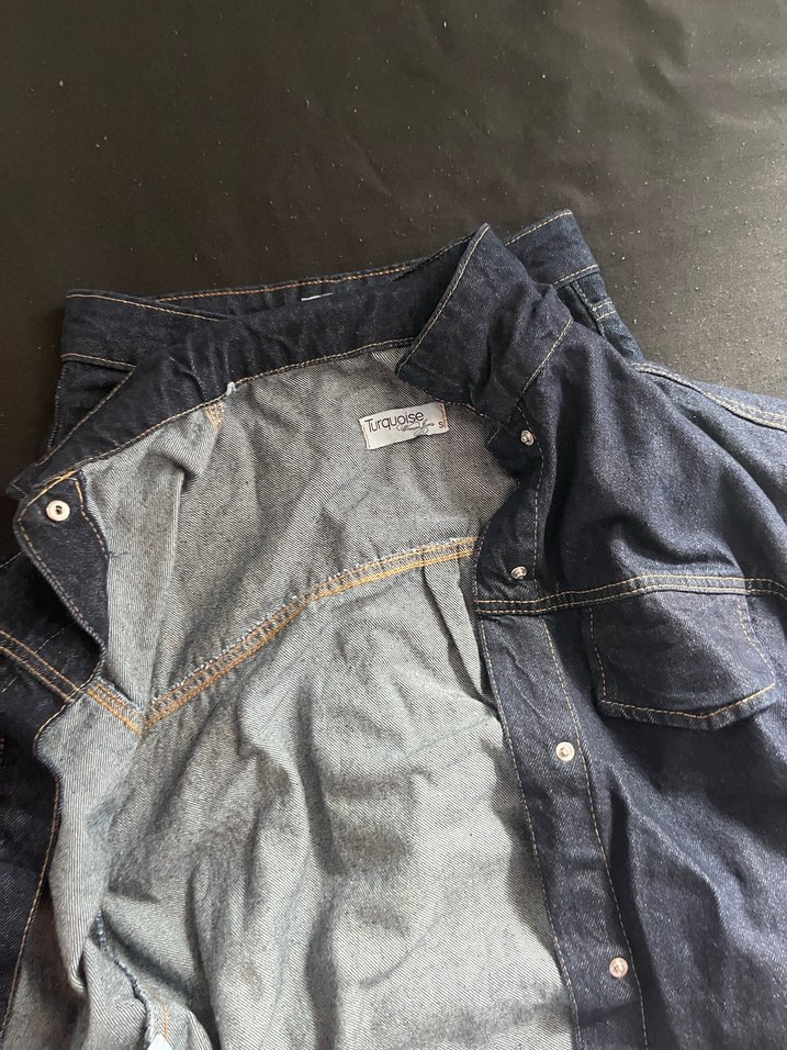 Lacivert Midi Bol Kesim Kadın Kot takım - Görsel 4