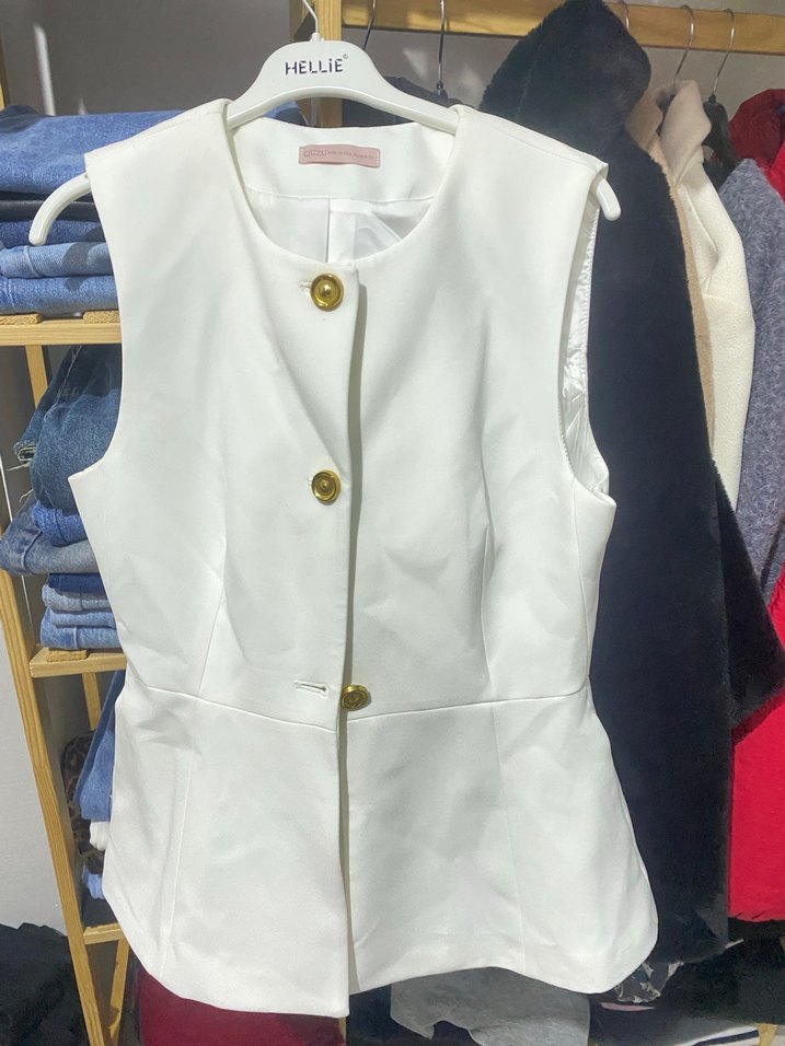 Beyaz Kadın Suni Kumaş Gömlek elbise - Görsel 2